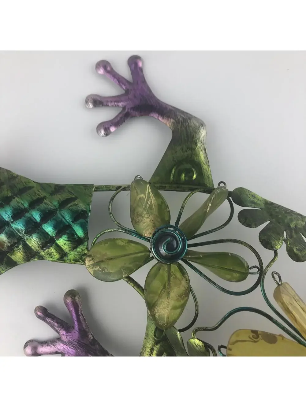 Gecko and flowers Wall Art Large Handmade ~19